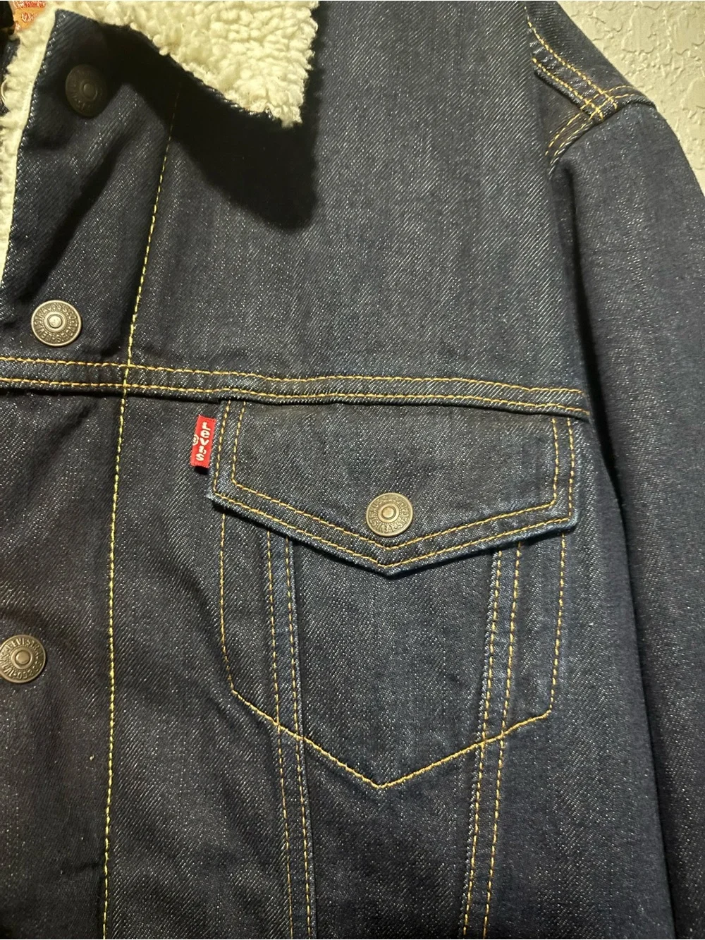 Levi's Dark Indigo Sherpa Collar Denim Jacket - Picture 5 of 6